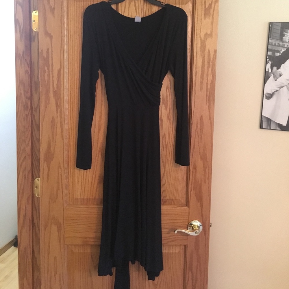 Fitted Long Black Dress with Tie Back
